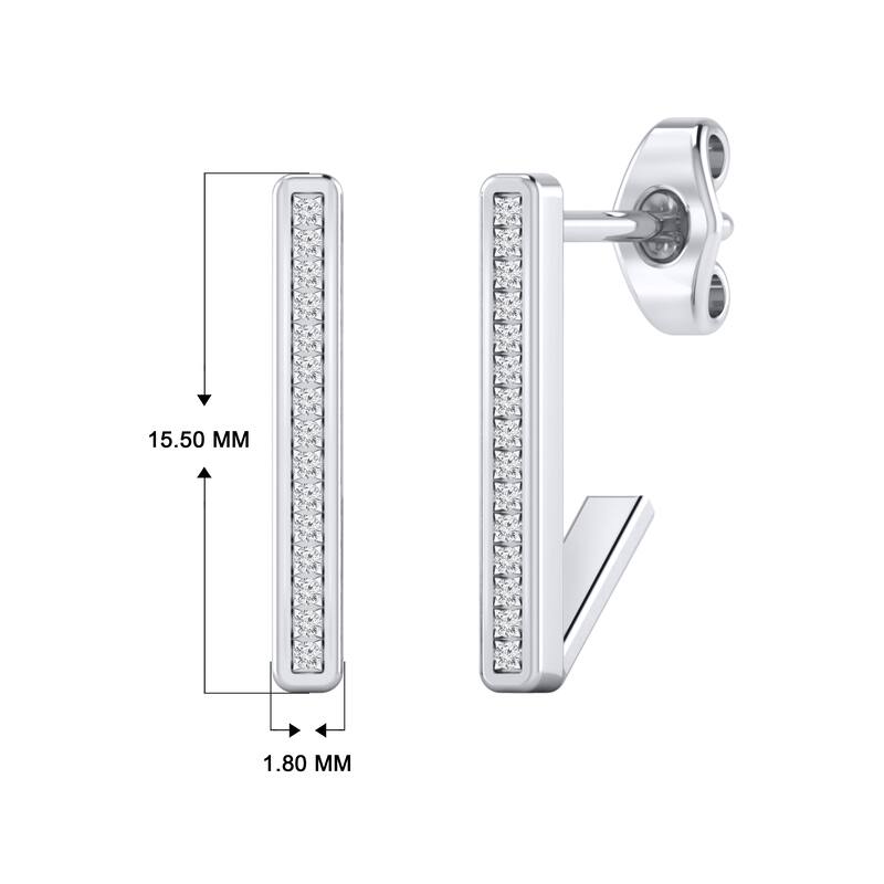 Auriya 0.06cttw Micro-Pave Accent Diamond Bar Stud Earrings 14K Gold