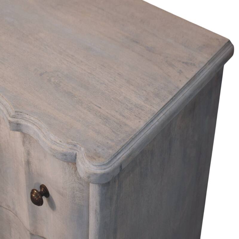 Artisan Furniture Solid Wood Curved Leg Chest, Grey, 3-Drawers