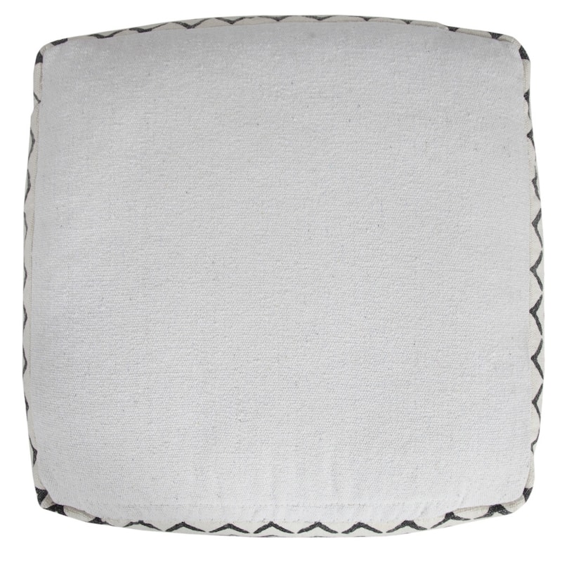 HomeRoots 18" White 100% Cotton Ottoman