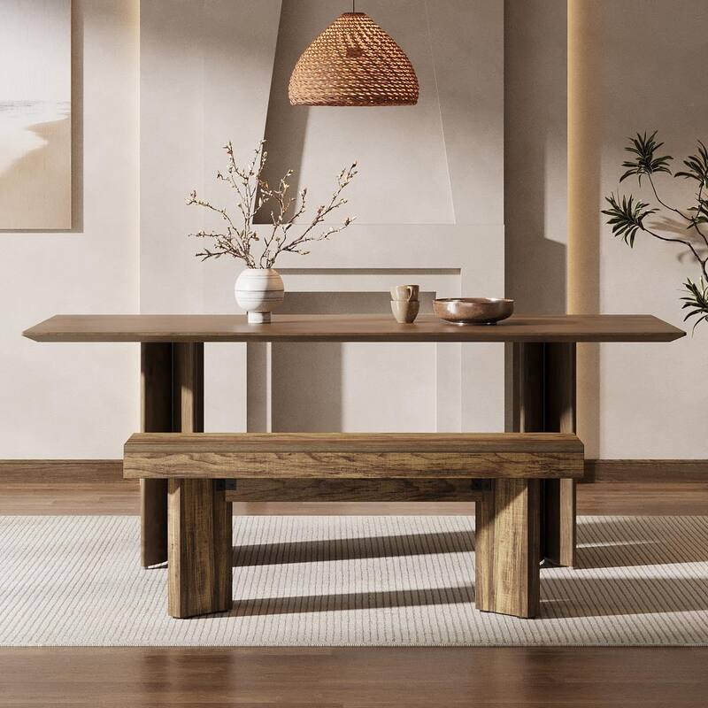 Farmhouse Wooden Dining Bench, 47" Indoor Kitchen Table Bench