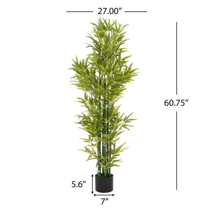 5' Artificial Bamboo with Black Plastic Pot, Set of 2