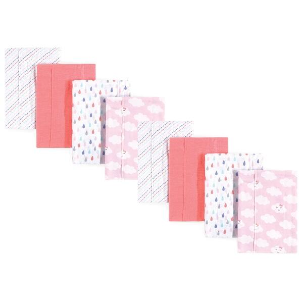 slide 1 of 1, Luvable Friends Girls Cotton Poly Flannel Burp Cloths 8-Pack, Girl Clouds, One Size - Girl Clouds 8-Pack - One Size