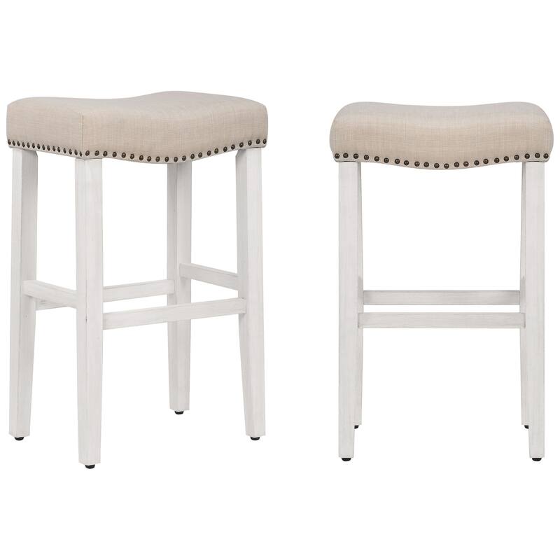 Jameson Upholstered Polyester Antique White 29 Inch Bar Stool (Set Of 2)