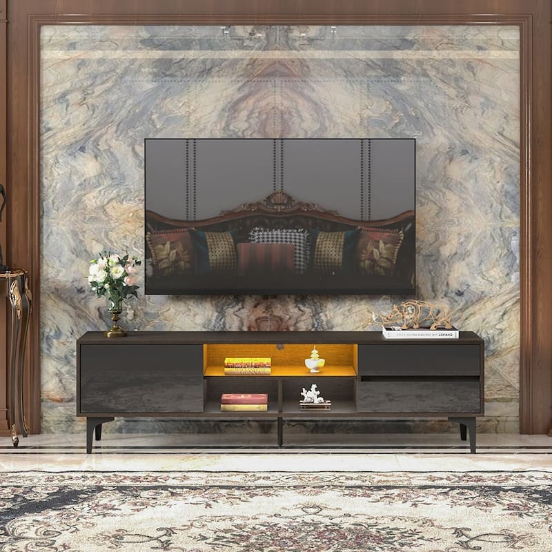 TV Stand for TVs up to 65",Entertainment Center with RGB LED Lights - 62.99inch*13.78inch*17.72inc