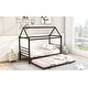 preview thumbnail 3 of 10, Black Twin Metal House Platform Bed with Trundle