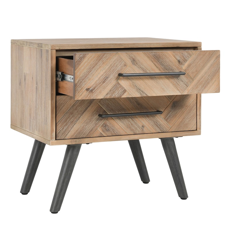 Clyde Mid-Century Solid Wood 2 Drawer Nightstand by Kosas Home