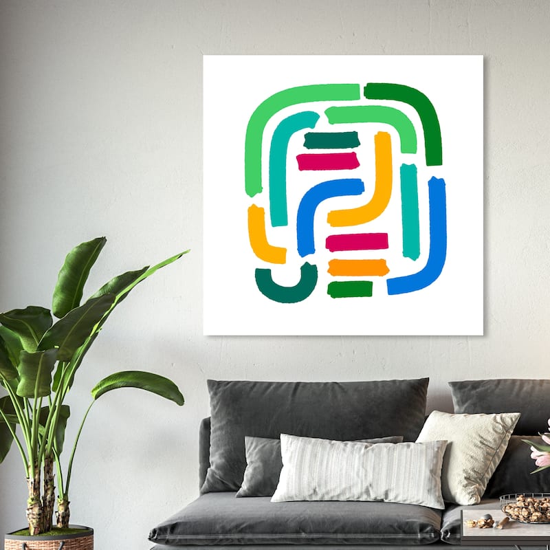 Wynwood Studio Canvas Abstract Colorful Raceway Green and Modern & Contemporary Wall Art Canvas Print - 40 x 40