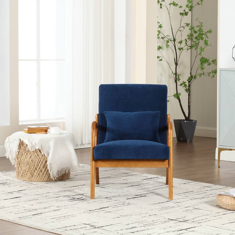 Homefun Corduroy Upholstered Mid-Century Modern Wood Frame Single Armchair for Living Room
