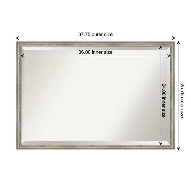 Salon Scoop Beveled Wood Framed Bathroom Vanity Wall Mirror - Salon Scoop Silver - Glass Size 36x24