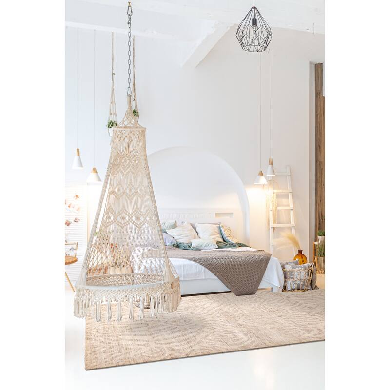 ECARPETGALLERY Hand-knotted Peshawar Ziegler Ivory Wool Rug - 9'0 x 11'8