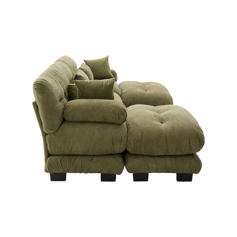 118'' Large U Shape Sofa Velvet Modular Sofa with 2 Ottomans for Living Room