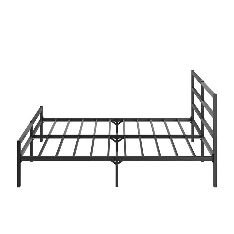 Metal Platform Bed Frame With Headboard, Sturdy Metal Frame - Black