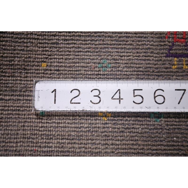 Gray & Brown Striped Gabbeh Oriental Area Rug Hand-Knotted Wool Carpet - 8'1"x 9'8"