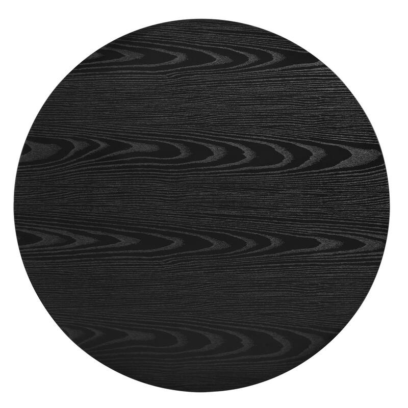 Mid-Century Coffee Table Set with Sliding Tambour Door - Round Fluted End Table with Storage