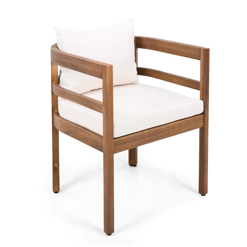 Christopher Knight Home - Harborlane Outdoor Acacia Wood 5-Piece Patio Dining Set with Cushioned Chairs