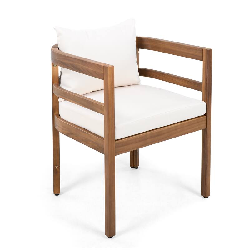 Christopher Knight Home - Raventon Outdoor Acacia Wood Extendable 7-Piece Patio Dining Set with Cushioned Chairs