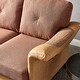 preview thumbnail 4 of 7, Linen Fabric Faux Leather Loveseat with Wood Leg for Living Room