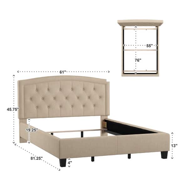dimension image slide 1 of 3, Fontana Adjustable Diamond-tufted Arched Back Bed by iNSPIRE Q Classic