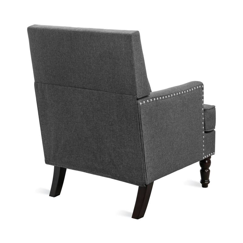 Modern Fabric Accent Chair with Upholstered Armrest Wooden Legs and Pillow for Living Room