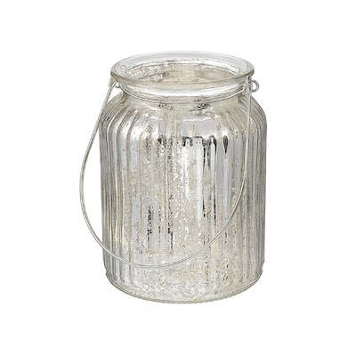 Ribbed Mercury Glass Tealight Holder (L)