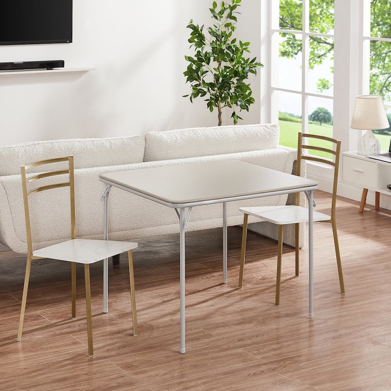 Javlergo 34" Square Folding Card Table with PU Leather Top Portable Game Activity Table with Collapsible Legs for Small Spaces
