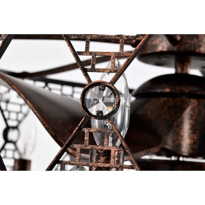 Cree 28 Inch Antiuqe Bronze Crystal Fandelier with Remote