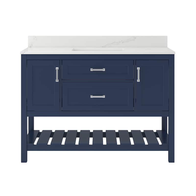 CRAFT + MAIN LSVT4922D-QCB Lawson 48" Free Standing Single Basin - Aegean Blue