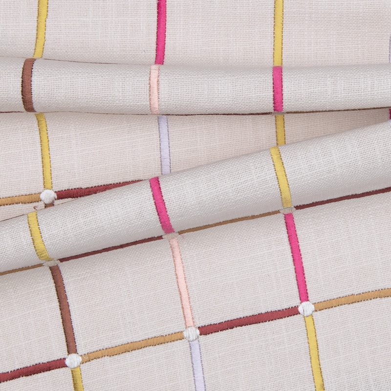 Handwoven Checkered Square Throw Pillow Cover - 20" - White and Pink