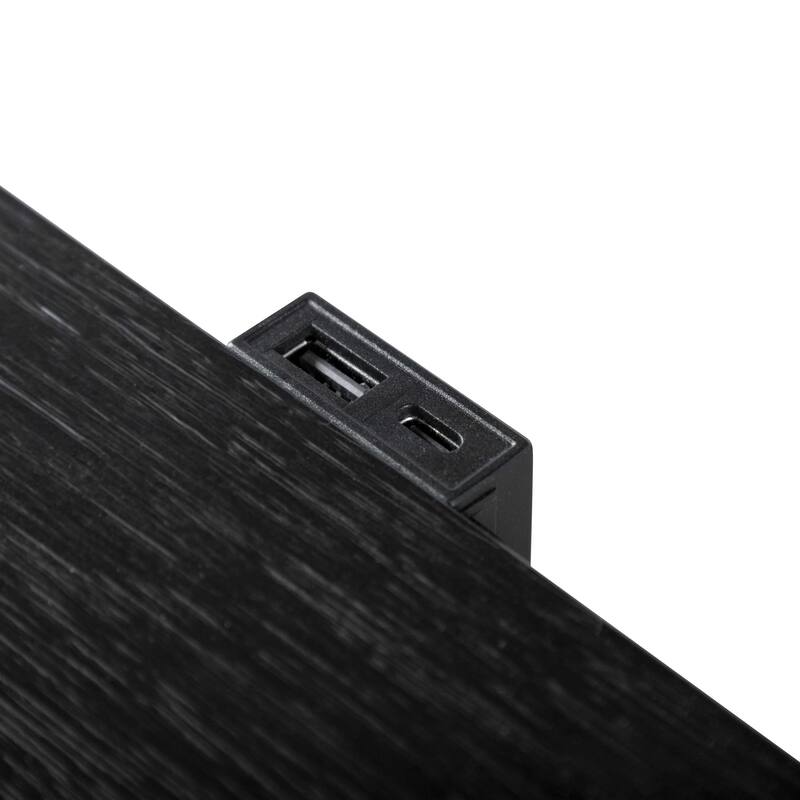 Furniture of America Alaric Modern 2-Piece Black Wood Panel Bedroom Set with LED Headboard