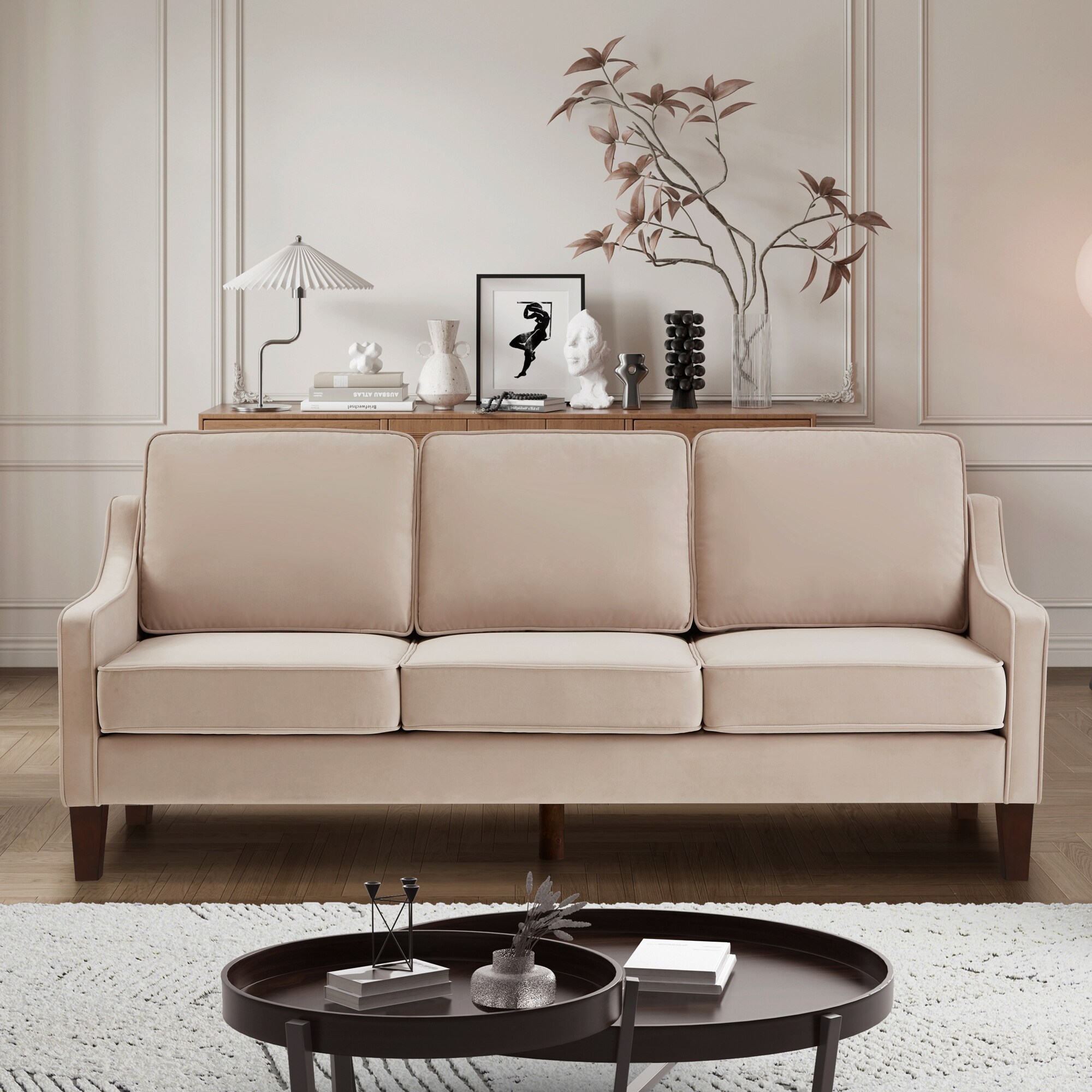 Wood couch with removable cushions on sale
