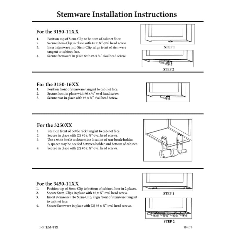 Rev-A-Shelf 11" Quad Under Cabinet Glass & Stemware Holder, Nickel, 3450-11SN - 3.2