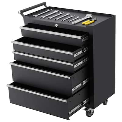 5-Drawers Tool Storage Cabinet, Toolbox with Wheels - N/A