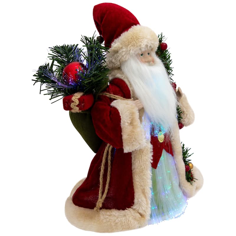 Lighted Color-Changing Fiber Optic Santa Claus Christmas Tree Topper - 12"
