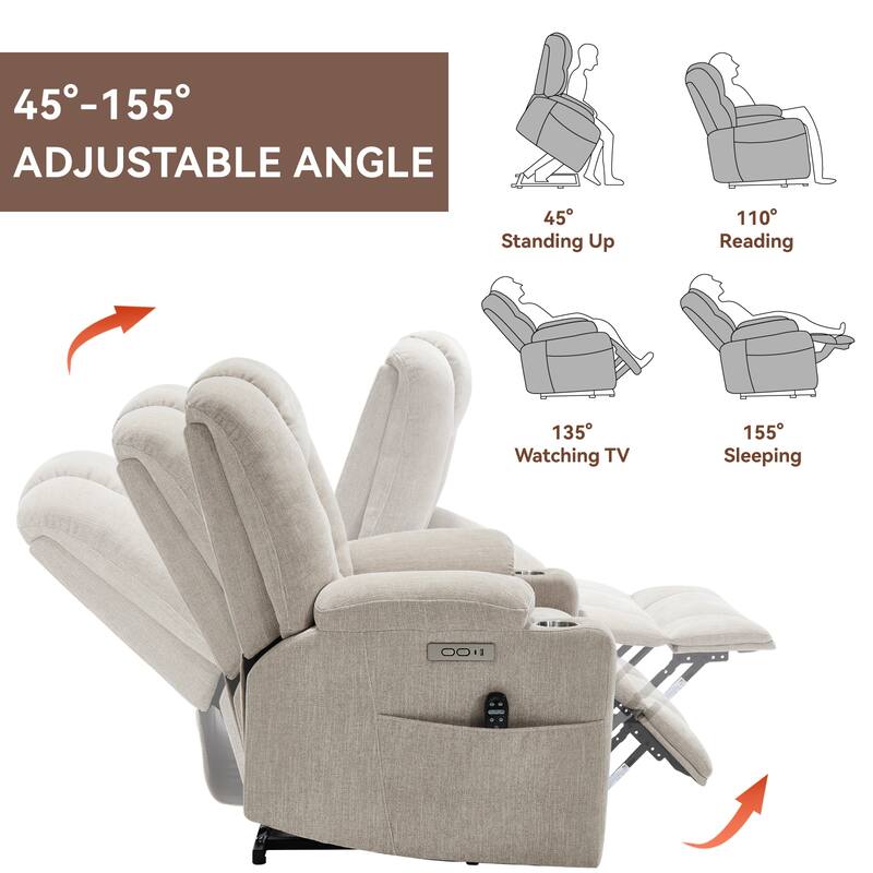 Power Lift Heavy Duty Motion Mechanism Recliner Chair with Massage & Heat for Elderly