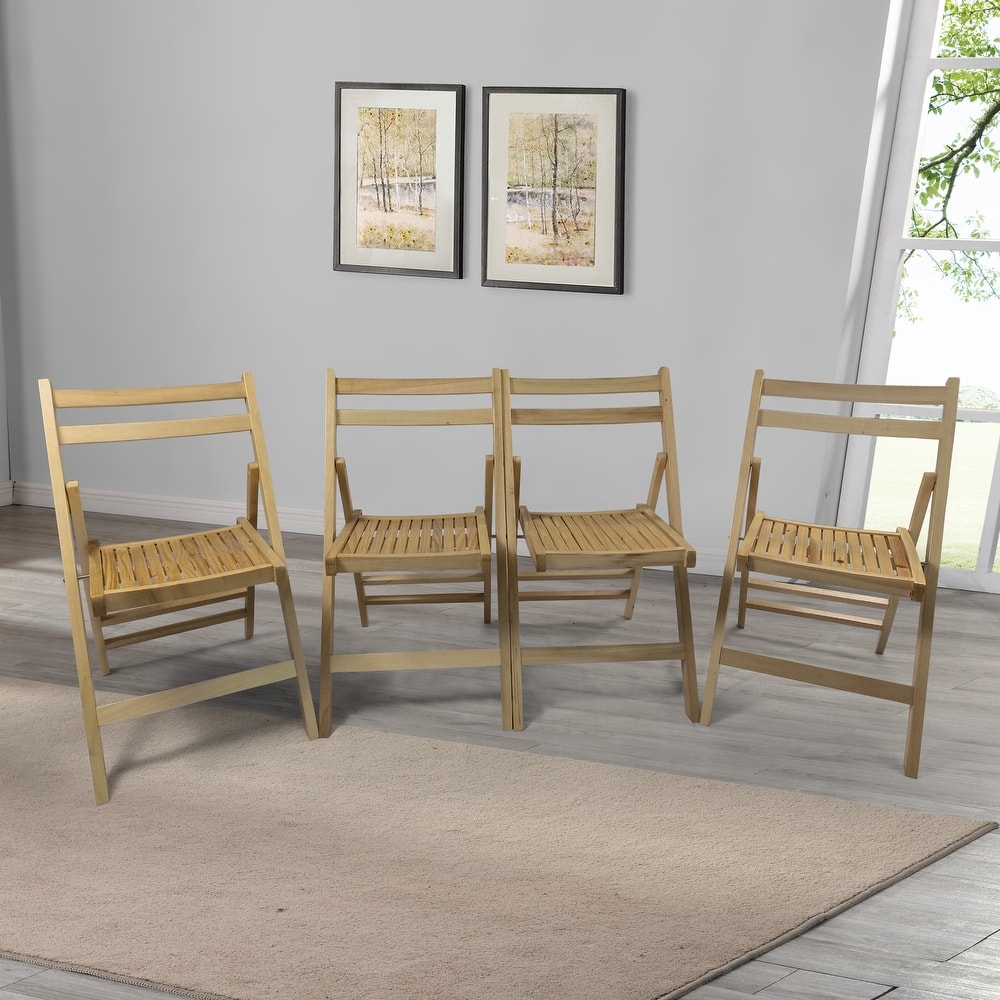 Furniture Slatted Wood Folding Special Event Chair - Wood,Set of 4, Folding Chair, Foldable Style