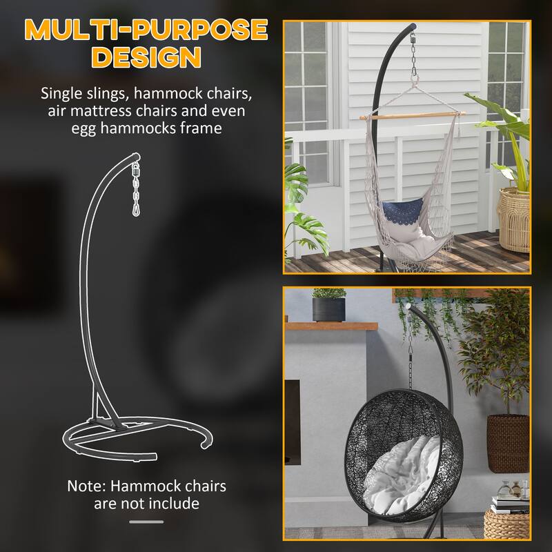 Outsunny Hanging Hammock Chair Stand with Round Base, C Hanging Stand Frame for Hammock Chair, Egg Cahir