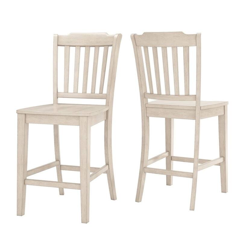 Eleanor Slat Back Wood Counter Chairs (Set of 2) by iNSPIRE Q Classic - Antique White