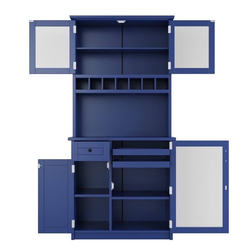 Farmhouse 74.8" Tall Kitchen Pantry with Hutch, Freestanding Kitchen Storage Solution for Modern Homes