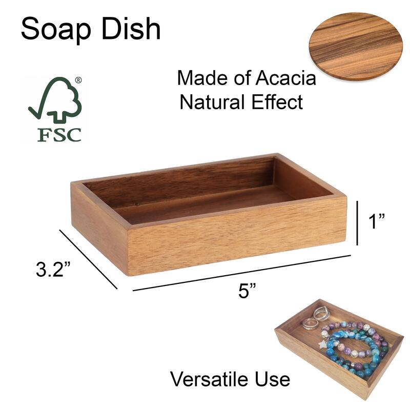 Acacia Wood Bathroom Accessory Set Collection
