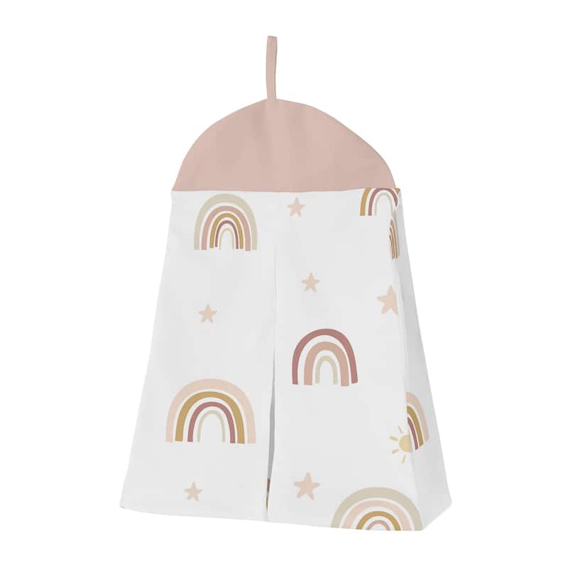Boho Rainbow Girl 4pc Nursery Crib Bedding Set - Blush Pink Dusty Rose Gold Yellow Mauve Taupe Beige Bohemian Star Sun Celestial
