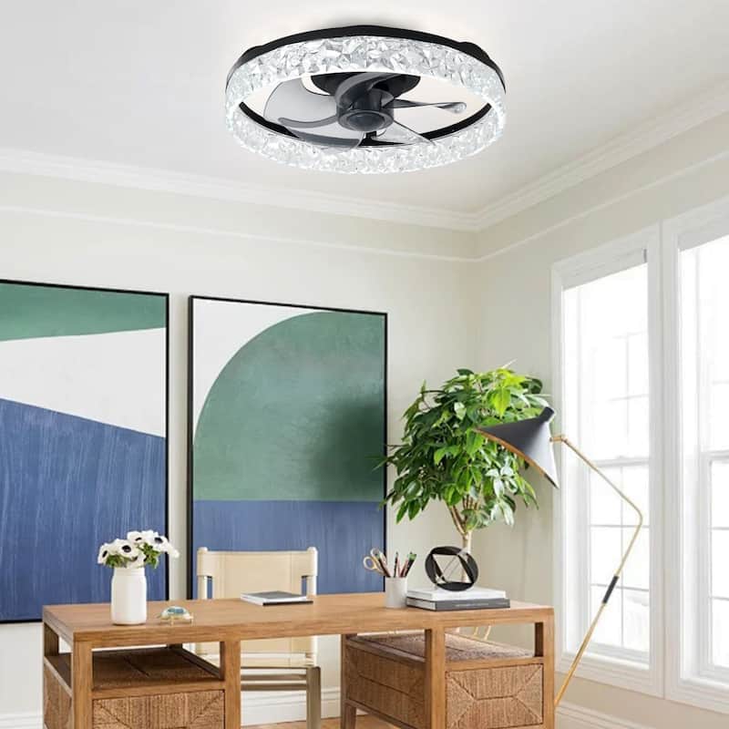 Low Profile Ceiling Fan with Light: 20-16 Inch, App Remote Control, Dimmable 3 CCT LED, 6 Wind Speeds, Ultra Quiet