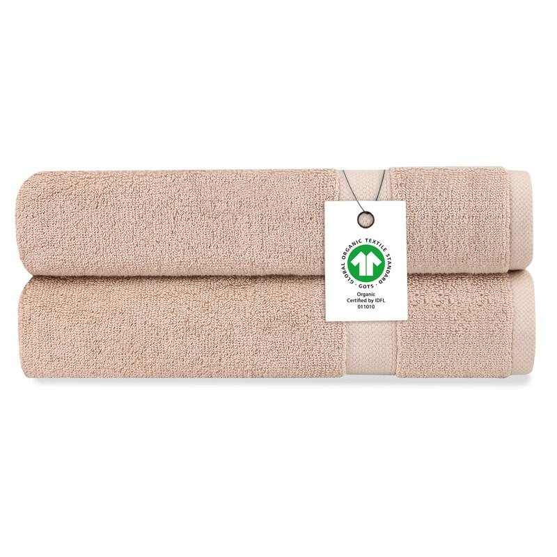 Delara Organic Cotton Luxuriously Plush Hand Towel Pack of 2 | GOTS & OEKO-TEX Certified | 650 GSM Long Staple - Rose Dust