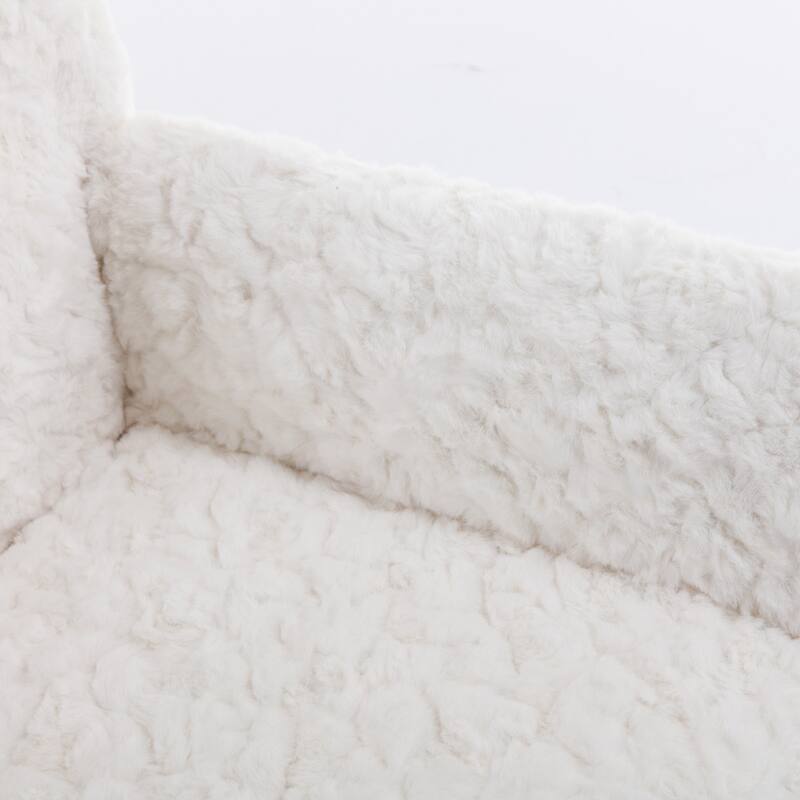 Featured Upholstered Study Chair Beige Office Chair, Armchair Home Computer Chair Swivel Chair with Casters