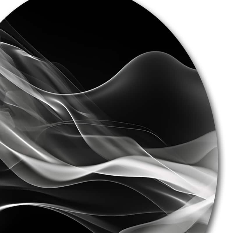 Designart "Black White Contemplative Abstraction I" Modern Waves Metal Round Wall Art