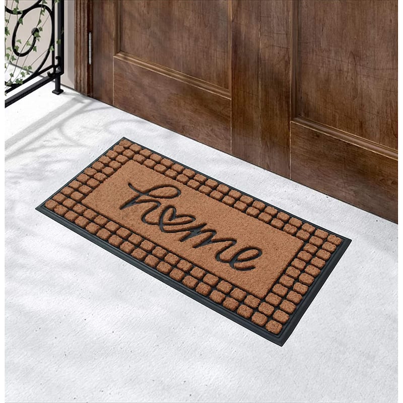 A1HC Home Design Rubber & Coir Outdoor Doormat 23.5"X38.5" Black/Beige