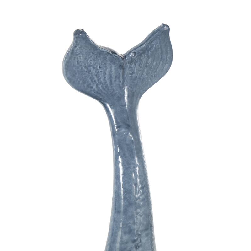 Blue Metal Dolphin Decorative Bookends with Raised Tails (Set of 2) - 4"W x 5"L x 10"H