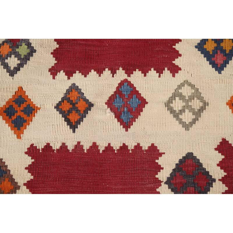 Vegetable Dye Kilim Qashqai Persian Antique Rug Hand-Woven Wool Carpet - 5'4"x 9'11"