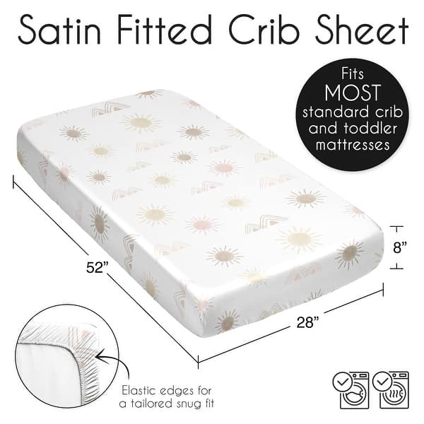 Sweet Jojo Designs Blush Pink Mauve Boho Desert Sun Girl Satin Fitted Crib Sheet Taupe Bohemian Watercolor Mountains Southwest
