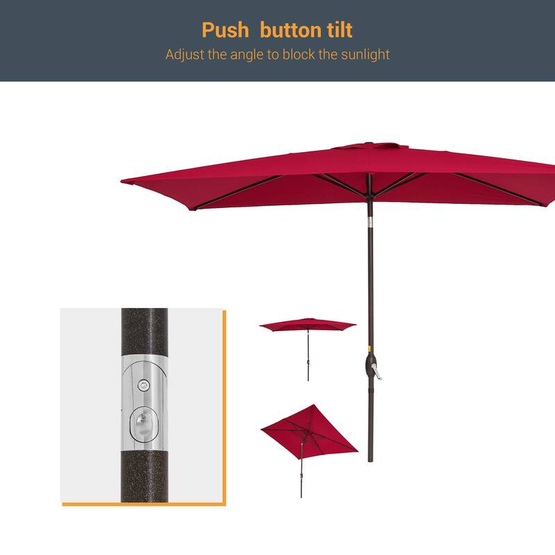 LIVOOSUN 10x6.5ft Patio Market Umbrella Aluminum Table Umbrellas