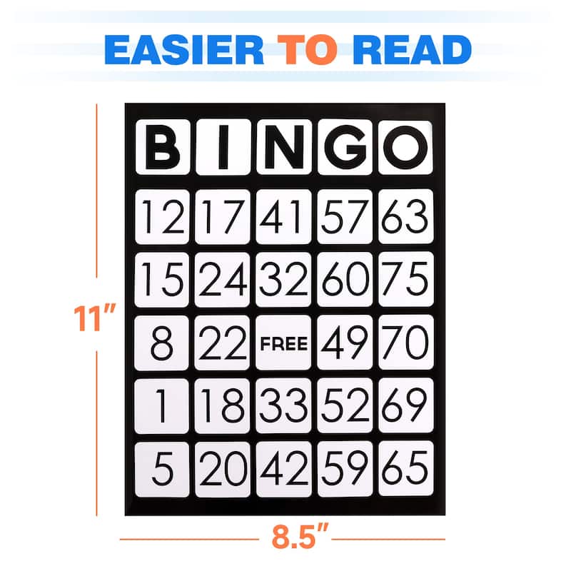 GSE™ 100Pack EZ Readers Large Bingo Cards, Reusable Bingo Sheets